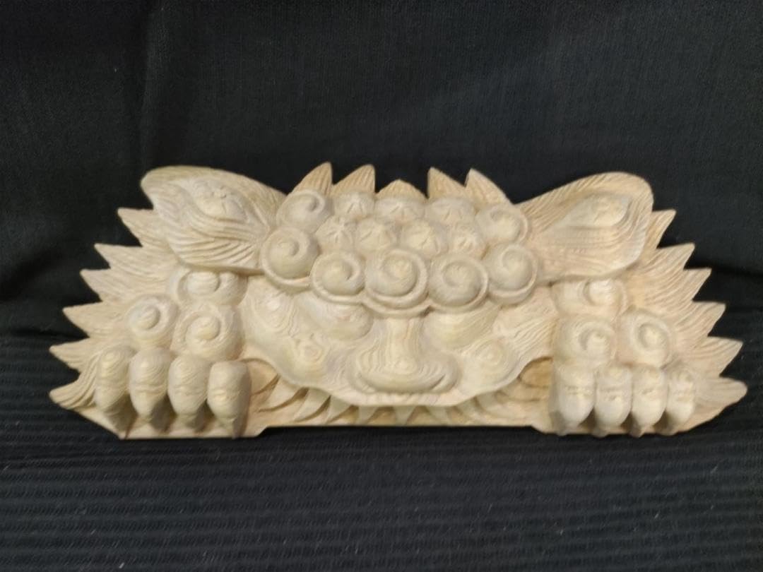 獅子噛み魔除け！お祭り、山車、神輿 だんぢり彫刻部材 幅30cm